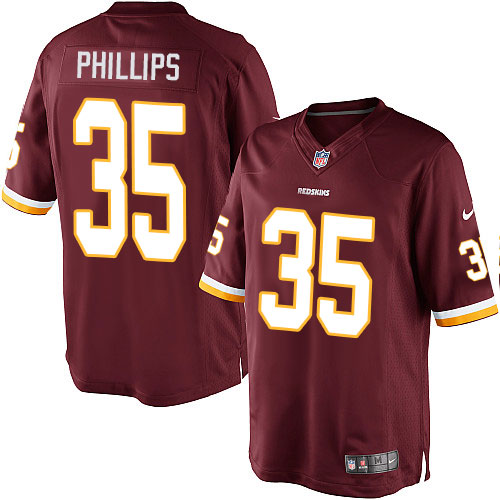 Youth Elite Dashaun Phillips Nike Jersey Burgundy Red Home - #35 NFL Washington Redskins